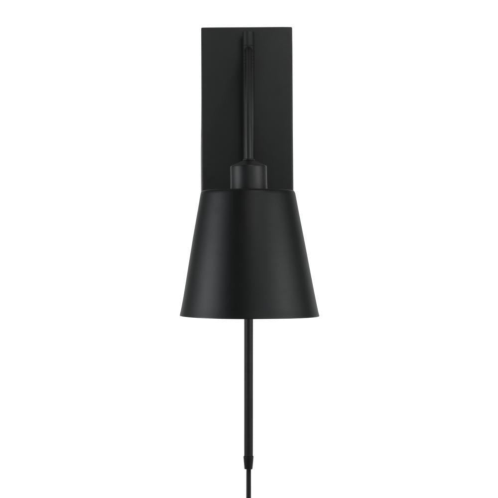Capital 1-Light Modern Metal Sconce in Matte Black with White Interior
