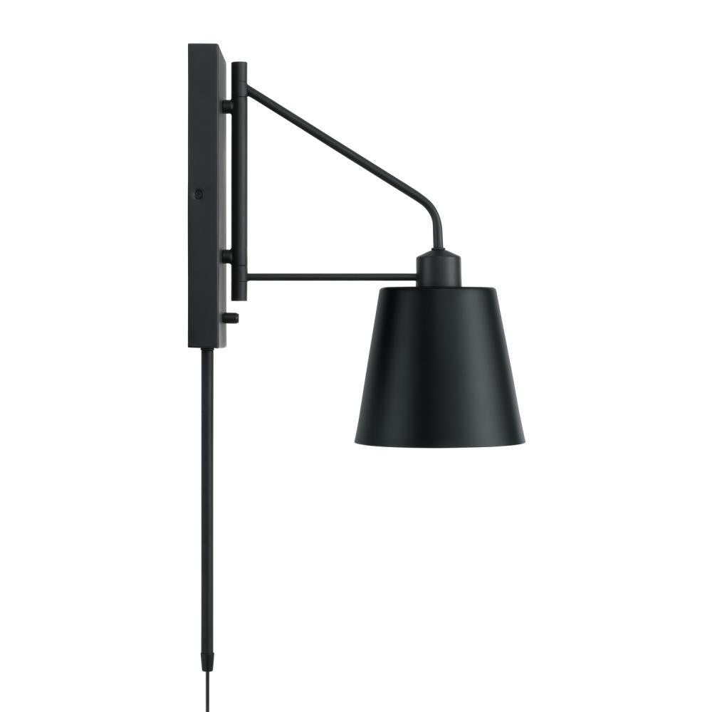 Capital 1-Light Modern Metal Sconce in Matte Black with White Interior
