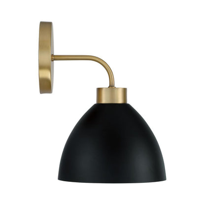 Capital 1-Light Sconce in Aged Brass and Black