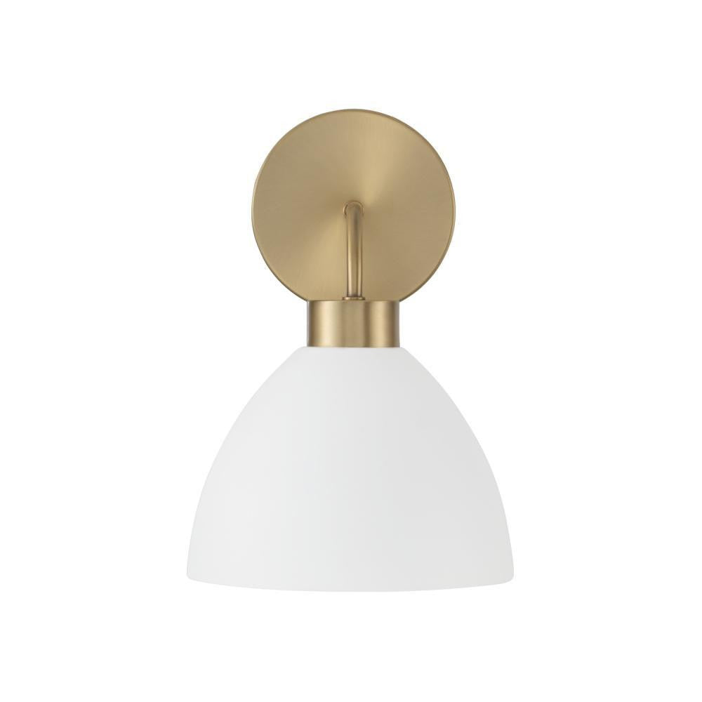 Capital 1-Light Sconce in Aged Brass and White