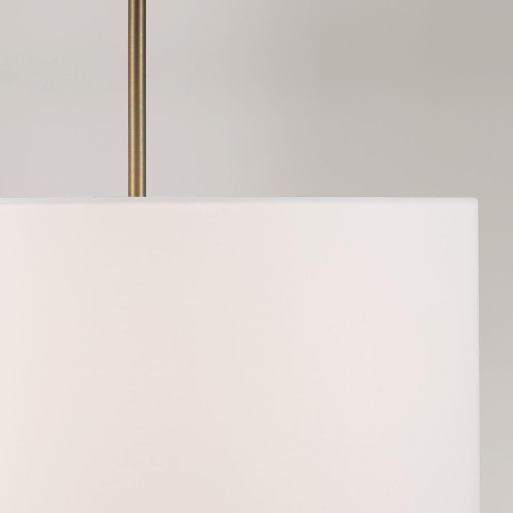 Capital 18" W x 9" H 3-Light Pendant in Aged Brass with White Fabric Drum Shade and Acrylic Diffuser