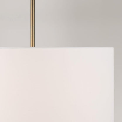Capital 18" W x 9" H 3-Light Pendant in Aged Brass with White Fabric Drum Shade and Acrylic Diffuser