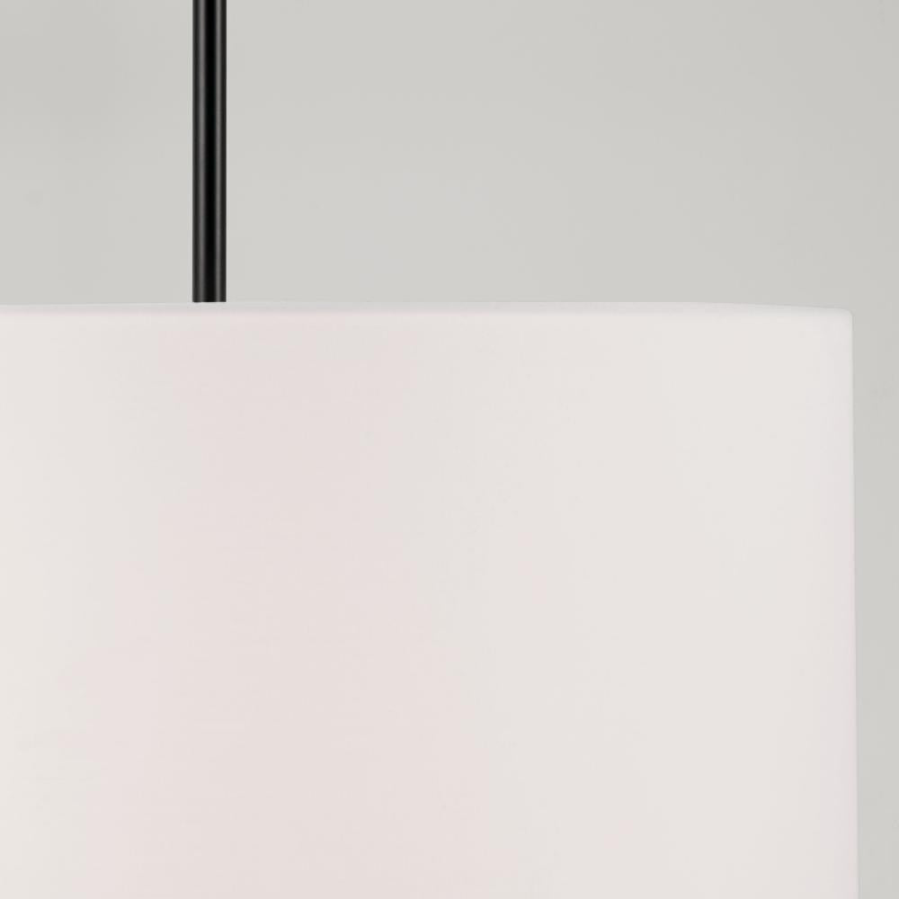 Capital 18" W x 9" H 3-Light Pendant in Matte Black with White Fabric Drum Shade and Acrylic Diffuse