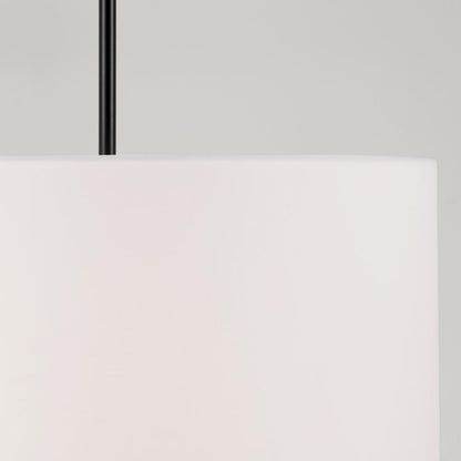 Capital 18" W x 9" H 3-Light Pendant in Matte Black with White Fabric Drum Shade and Acrylic Diffuse
