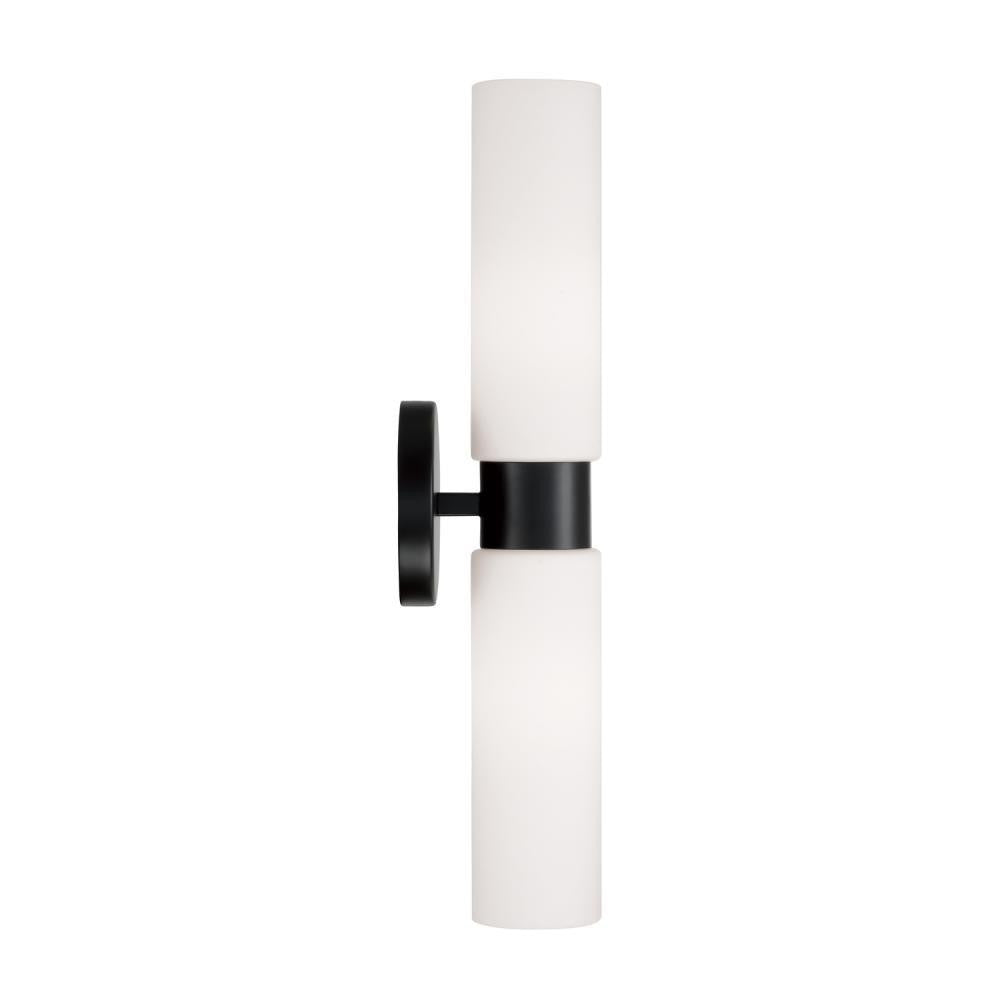 Capital 2-Light Dual Linear Sconce Bath Bar in Matte Black with Soft White Glass