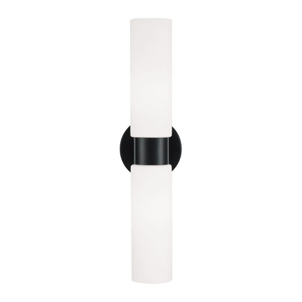 Capital 2-Light Dual Linear Sconce Bath Bar in Matte Black with Soft White Glass