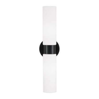 Capital 2-Light Dual Linear Sconce Bath Bar in Matte Black with Soft White Glass