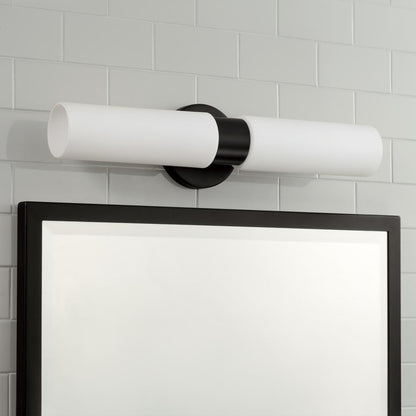 Capital 2-Light Dual Linear Sconce Bath Bar in Matte Black with Soft White Glass