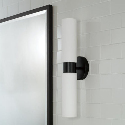 Capital 2-Light Dual Linear Sconce Bath Bar in Matte Black with Soft White Glass