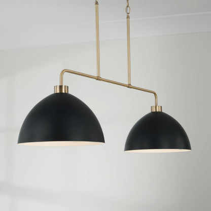Capital 2-Light Linear Chandelier in Aged Brass and Black