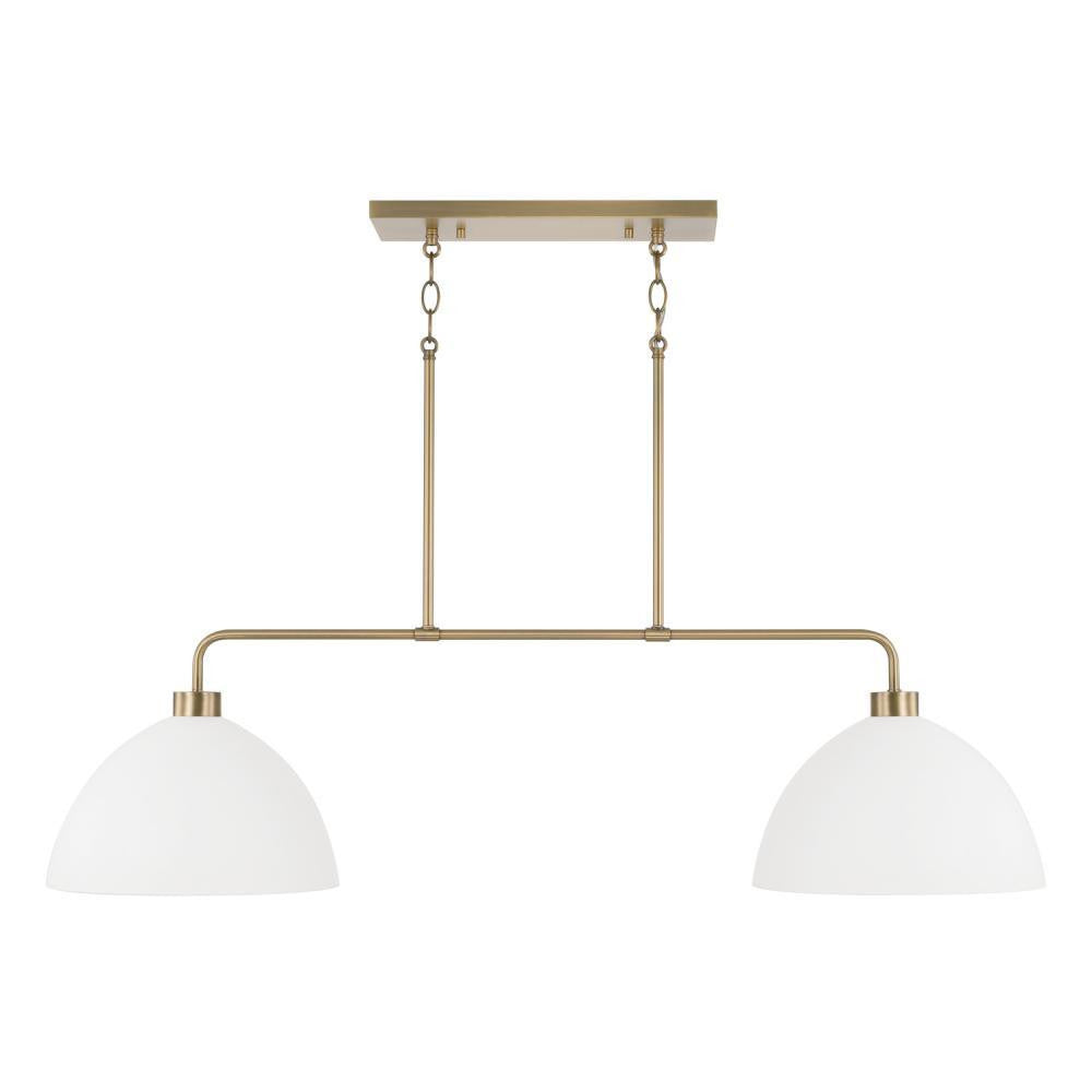 Capital 2-Light Linear Chandelier in Aged Brass and White