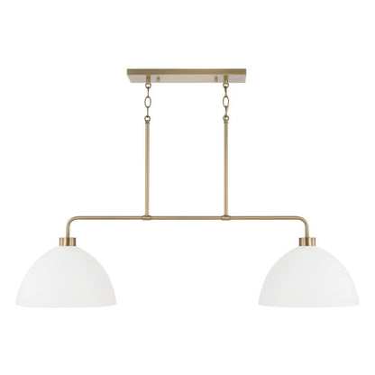 Capital 2-Light Linear Chandelier in Aged Brass and White