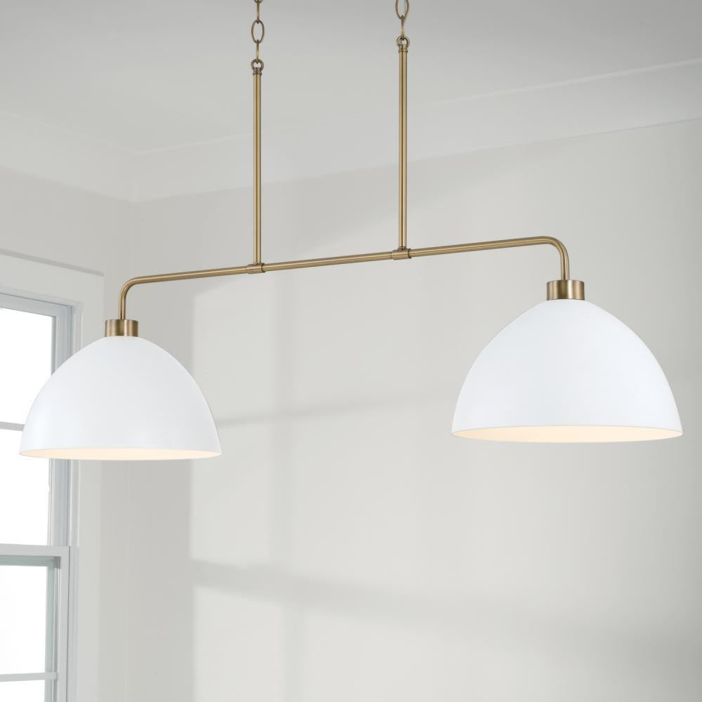 Capital 2-Light Linear Chandelier in Aged Brass and White