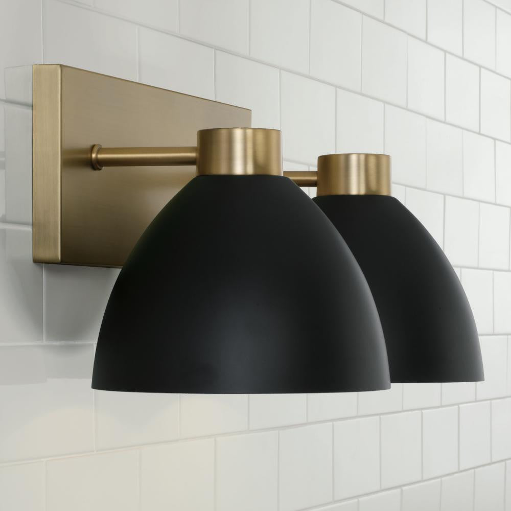 Capital 2-Light Vanity in Aged Brass and Black