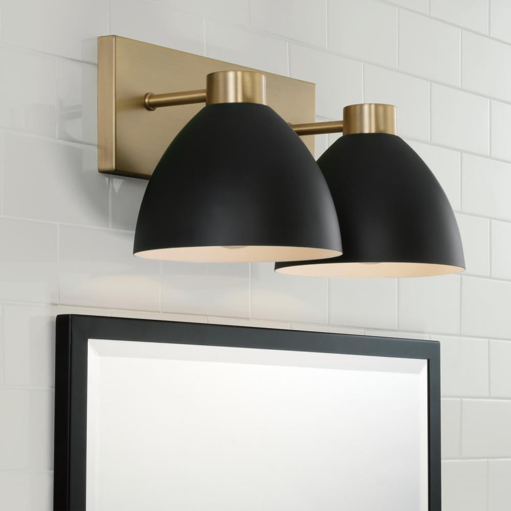 Capital 2-Light Vanity in Aged Brass and Black