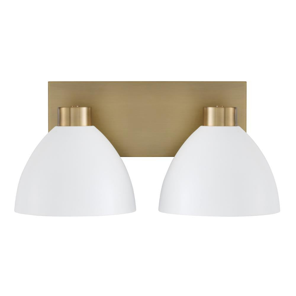 Capital 2-Light Vanity in Aged Brass and White