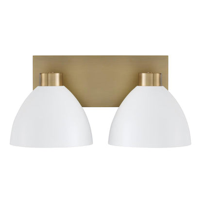 Capital 2-Light Vanity in Aged Brass and White