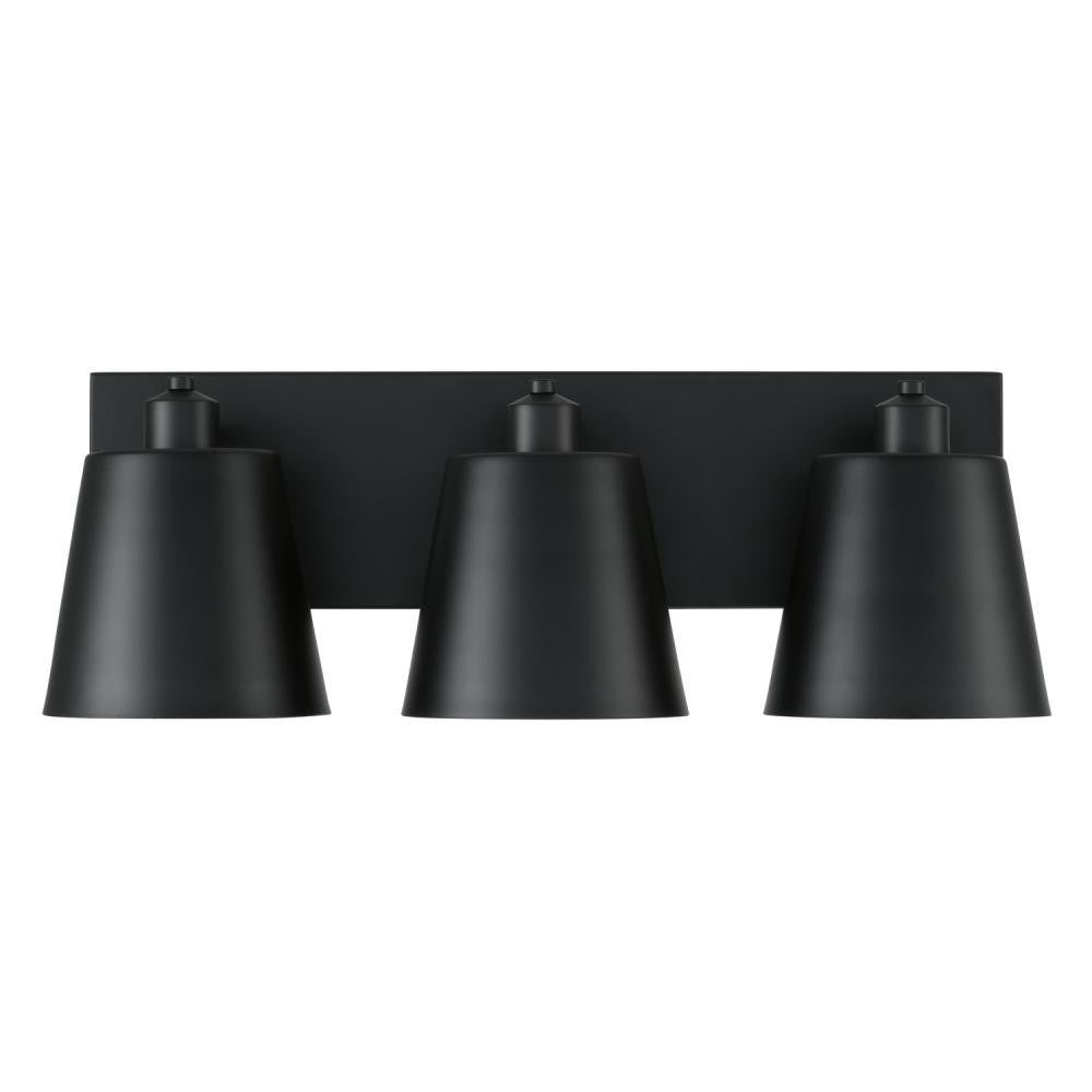 Capital 3-Light Modern Metal Vanity in Matte Black with White Interior