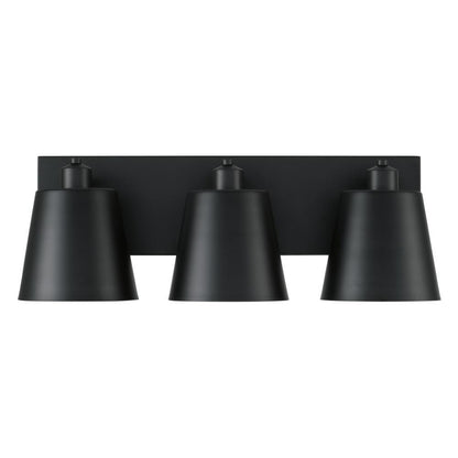 Capital 3-Light Modern Metal Vanity in Matte Black with White Interior