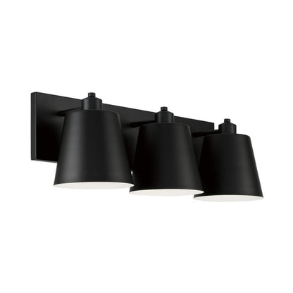 Capital 3-Light Modern Metal Vanity in Matte Black with White Interior
