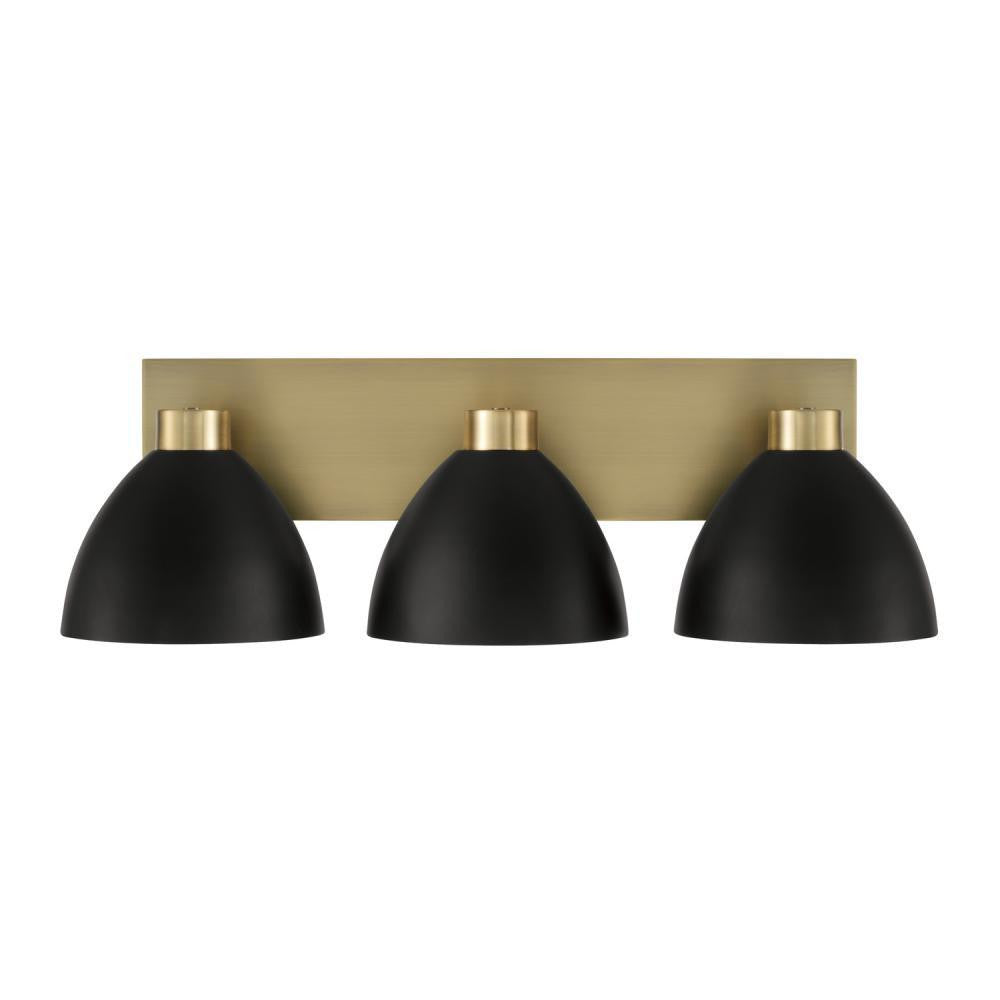 Capital 3-Light Vanity in Aged Brass and Black