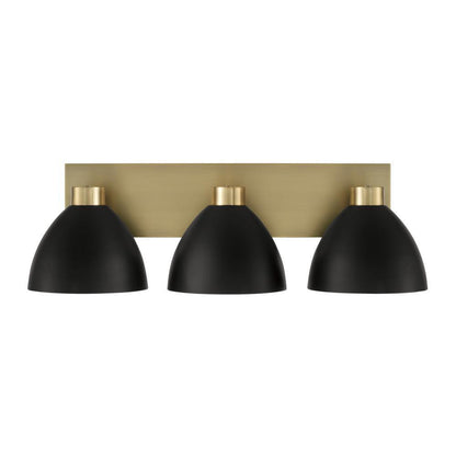 Capital 3-Light Vanity in Aged Brass and Black