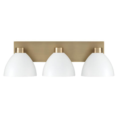 Capital 3-Light Vanity in Aged Brass and White