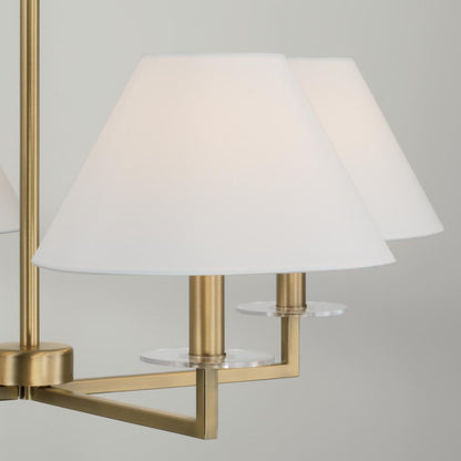 Capital 4-Light Chandelier in Aged Brass with White Fabric Stay-Straight Shades