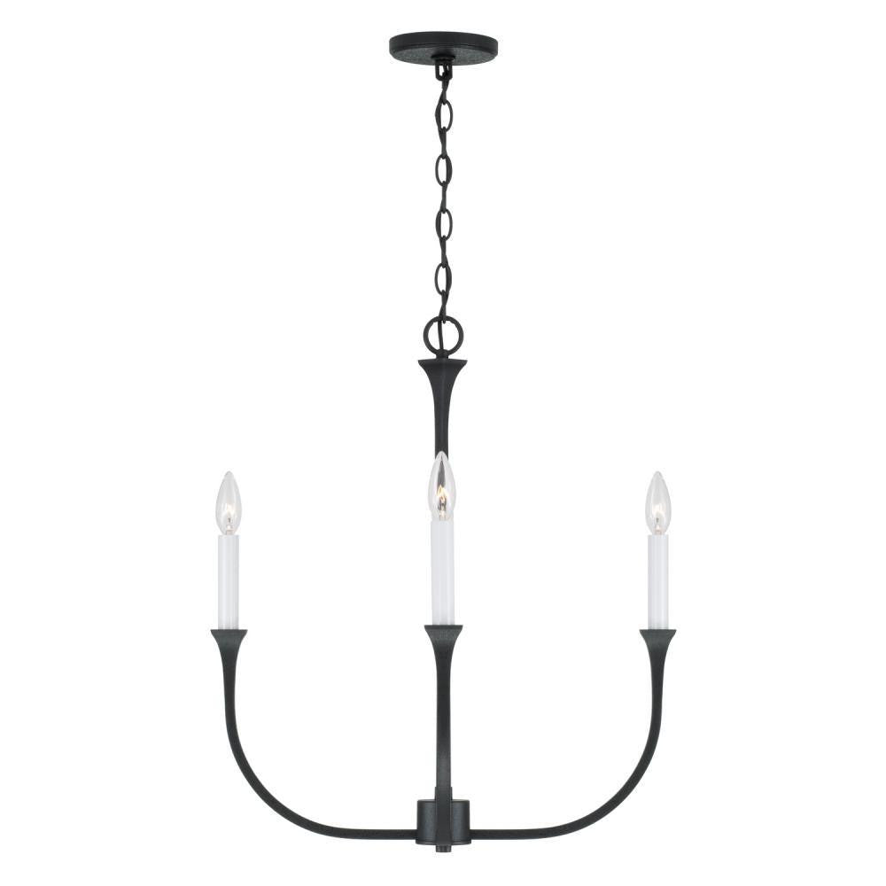 Capital 4-Light Chandelier in Black Iron with Interchangeable White or Black Iron Candle Sleeves