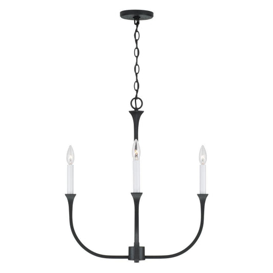 Capital 4-Light Chandelier in Black Iron with Interchangeable White or Black Iron Candle Sleeves