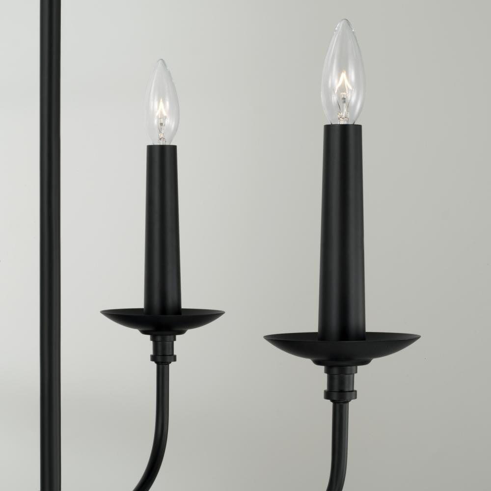 Capital 4-Light Chandelier in Matte Black with Interchangeable Faux Wood or Matte Black Candle Sleeves