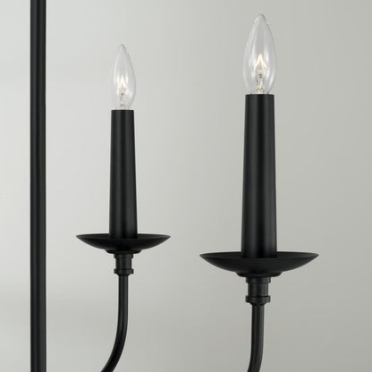 Capital 4-Light Chandelier in Matte Black with Interchangeable Faux Wood or Matte Black Candle Sleeves