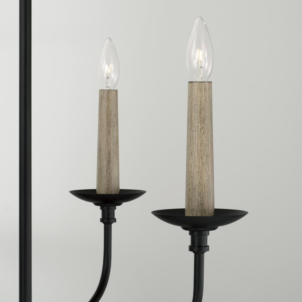 Capital 4-Light Chandelier in Matte Black with Interchangeable Faux Wood or Matte Black Candle Sleeves