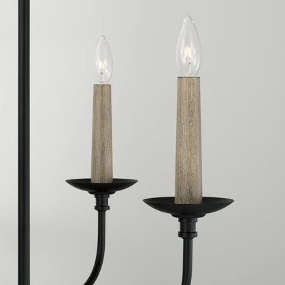 Capital 4-Light Chandelier in Matte Black with Interchangeable Faux Wood or Matte Black Candle Sleeves