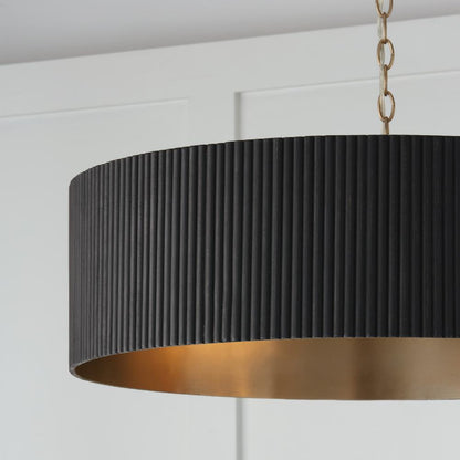 Capital 4-Light Chandelier in Matte Brass and Handcrafted Mango Wood in Black Stain