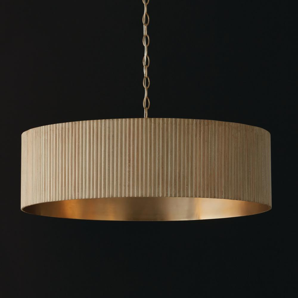Capital 4-Light Chandelier in Matte Brass and Handcrafted Mango Wood in White Wash