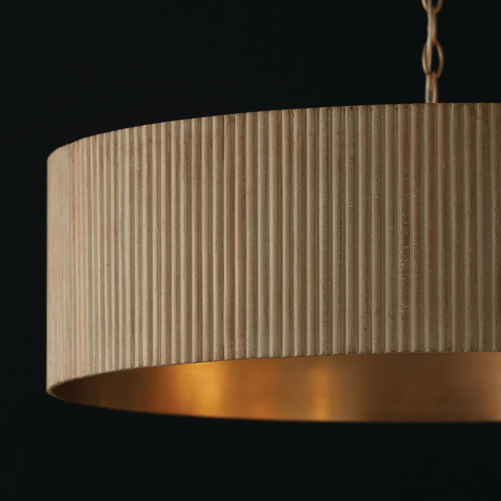 Capital 4-Light Chandelier in Matte Brass and Handcrafted Mango Wood in White Wash