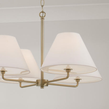 Capital 4-Light Chandelier in Matte Brass with White Fabric Shades and Glass Diffusers