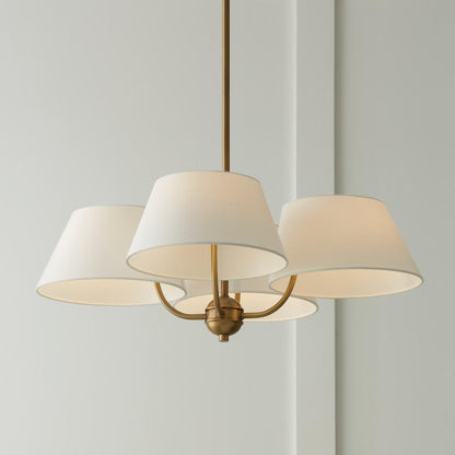 Capital 4-Light Low-Profile Chandelier Semi-Flush in Aged Brass with White Fabric Shades