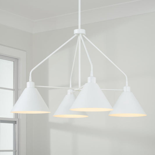 Capital 4-Light Modern Metal Chandelier in White