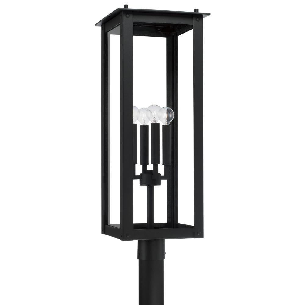Capital Hunt 1-Light Outdoor Post Lantern in Black with Clear Glass