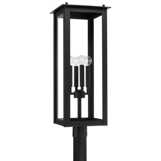 Capital Hunt 1-Light Outdoor Post Lantern in Black with Clear Glass