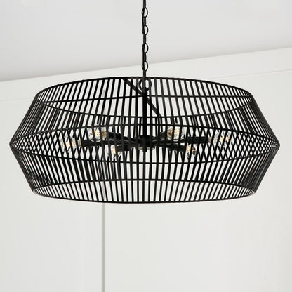 Capital 6-Light Angular Metal Chandelier in Matte Black