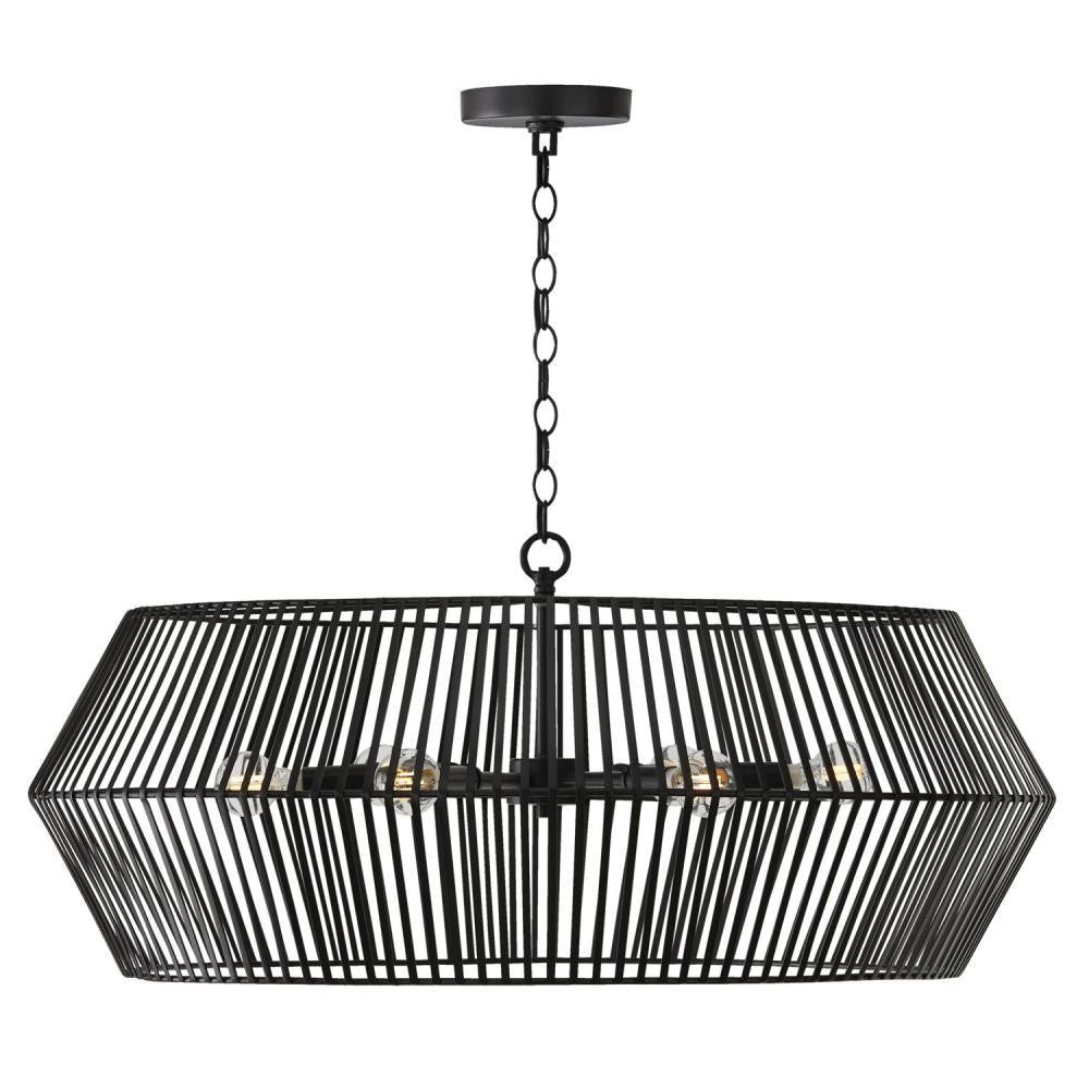 Capital 6-Light Angular Metal Chandelier in Matte Black