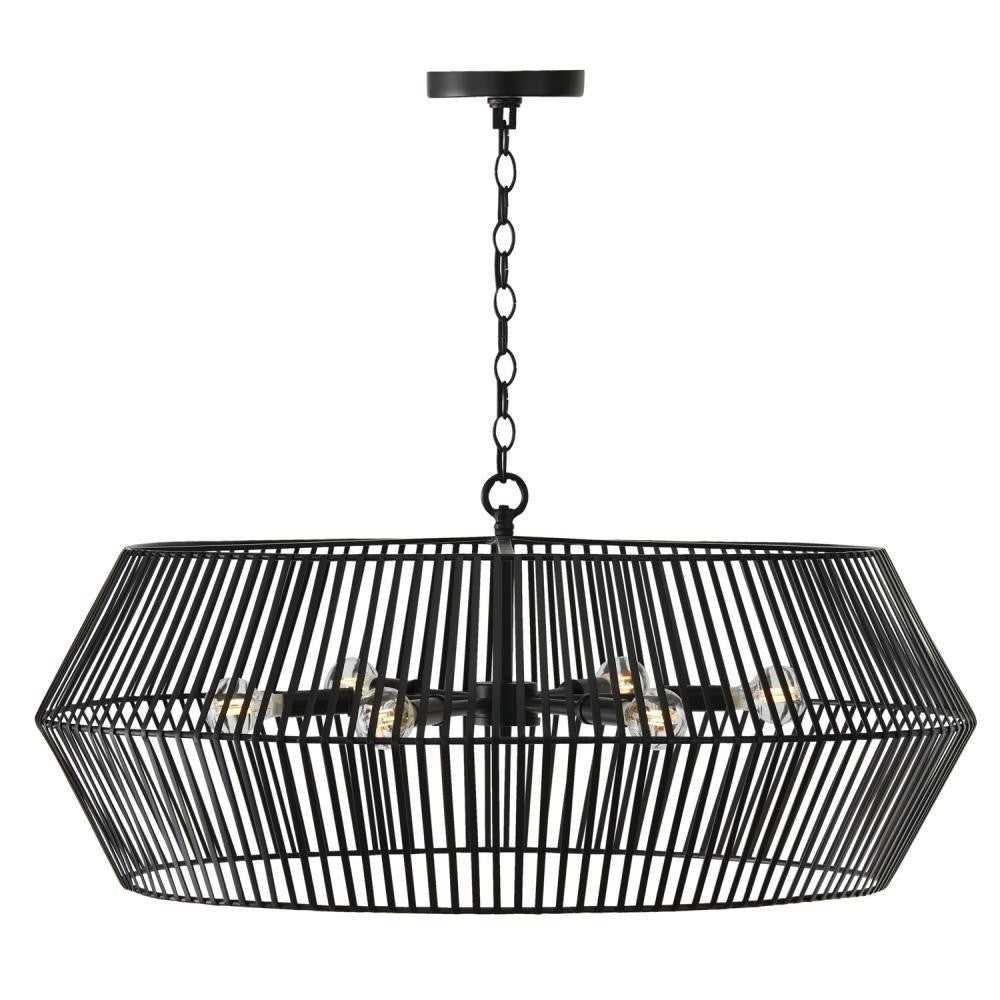 Capital 6-Light Angular Metal Chandelier in Matte Black