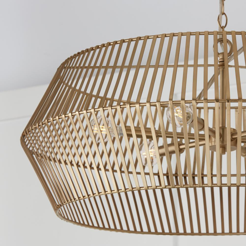 Capital 6-Light Angular Metal Chandelier in Matte Brass