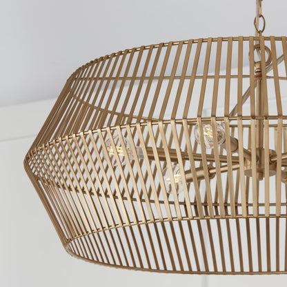 Capital 6-Light Angular Metal Chandelier in Matte Brass