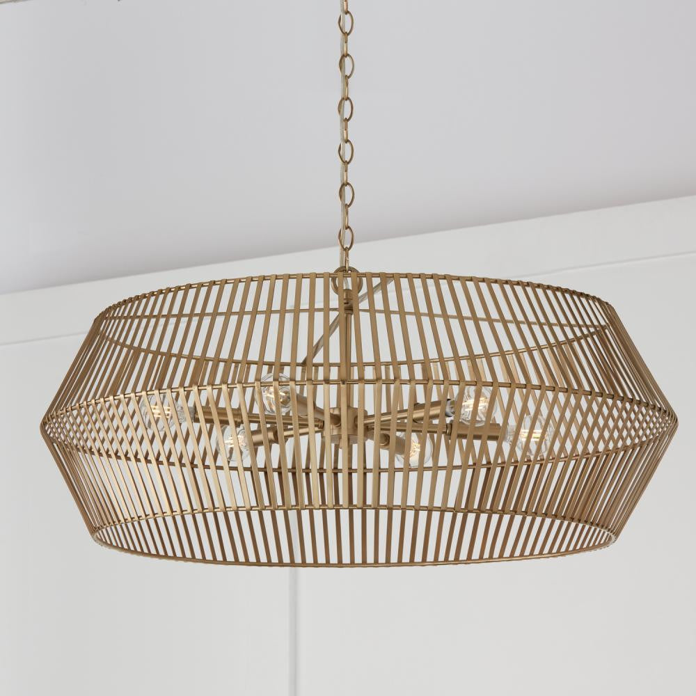 Capital 6-Light Angular Metal Chandelier in Matte Brass