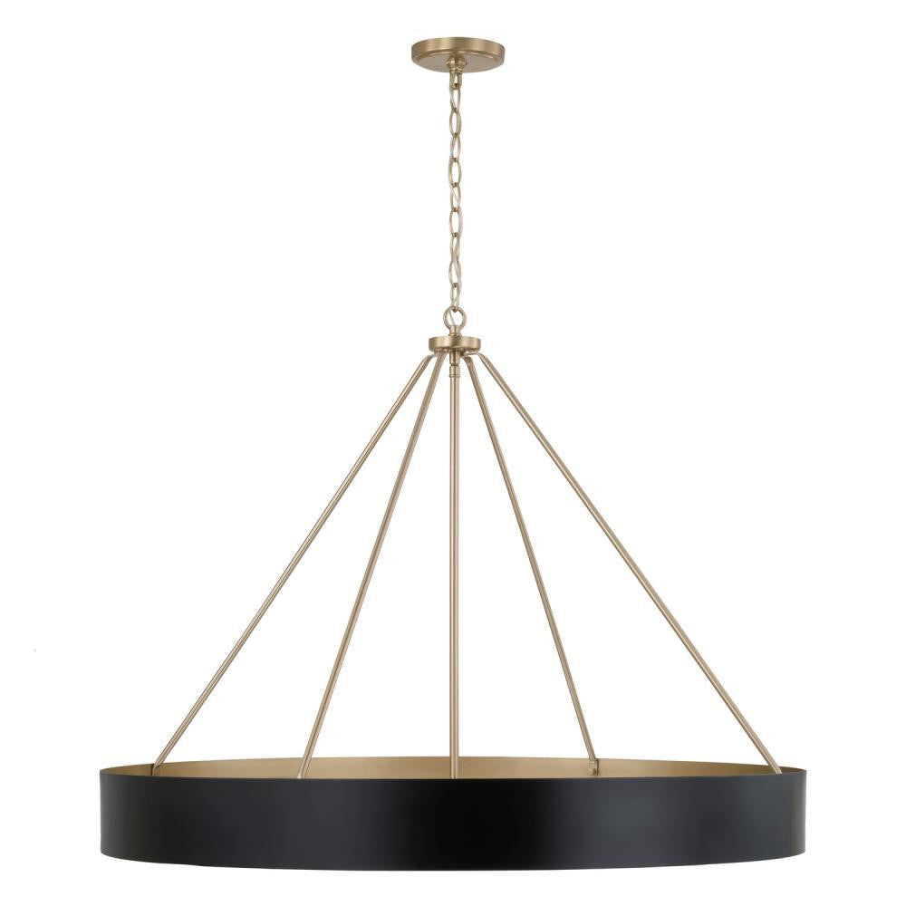 Capital 6-Light Modern Circular Metal Chandelier in Matte Black with Painted Matte Brass Interior