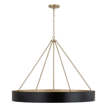 Capital 6-Light Modern Circular Metal Chandelier in Matte Black with Painted Matte Brass Interior